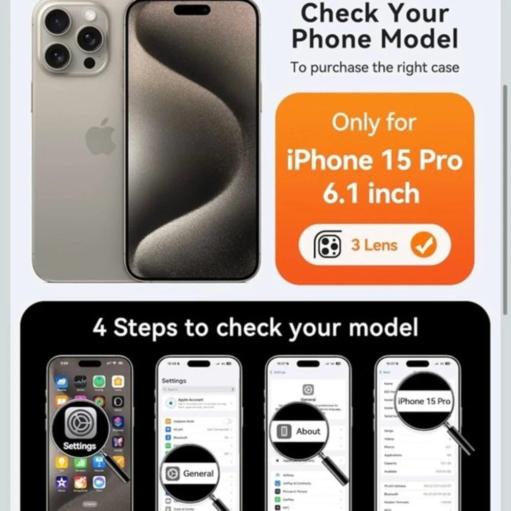 New CANSHN Magnetic Compatible with iPhone 15 Pro Case,‎ Upgraded [Full Camera